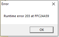 runtime error 203