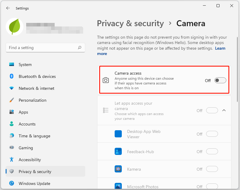 enable camera access