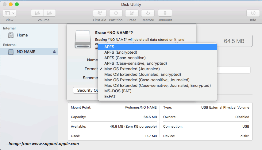 choose exFAT file system