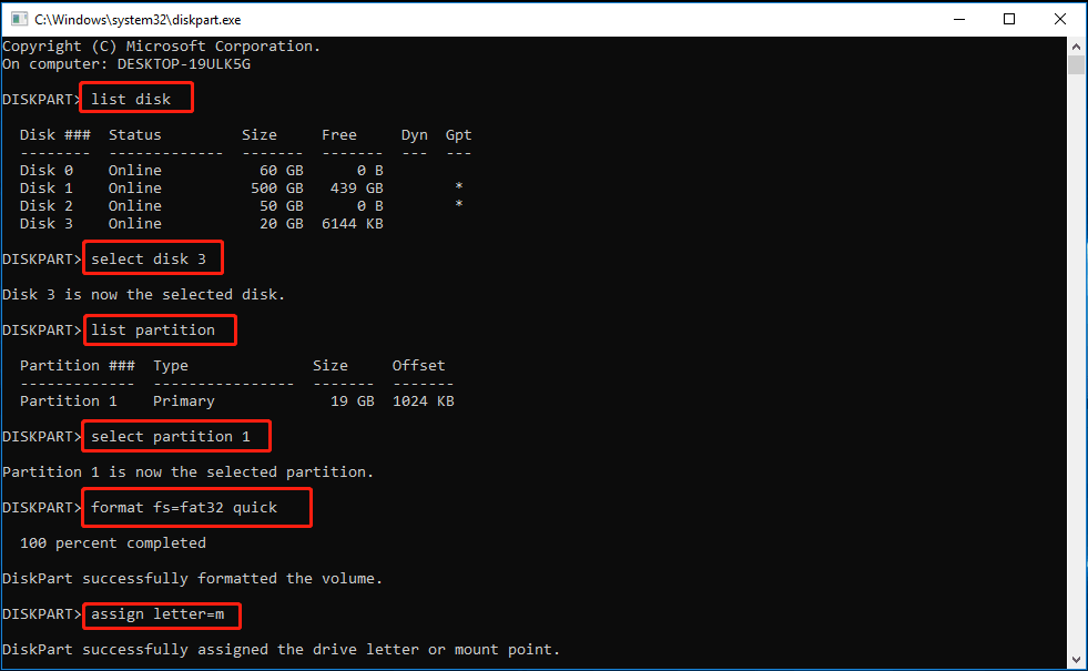 enter the command to format USB to FAT32