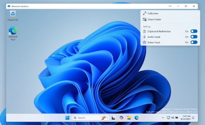 Windows Sandbox Client Preview