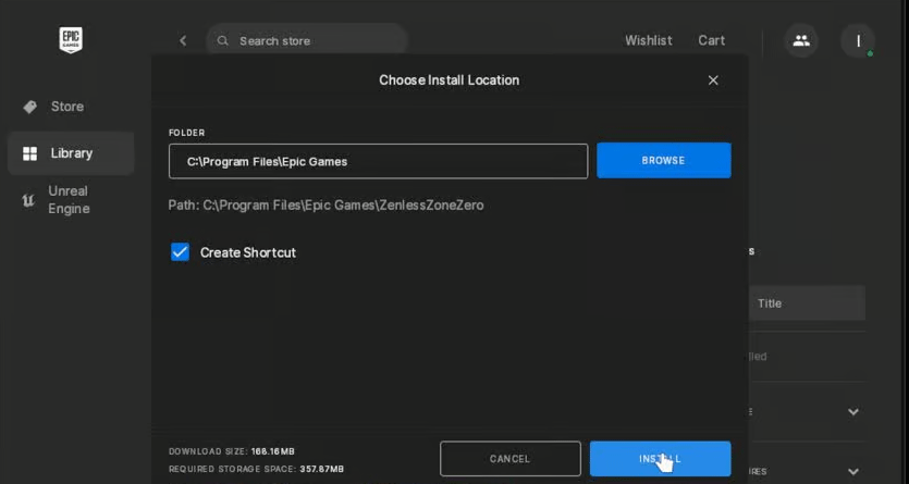 Epic Games Zenless Zone Zero installation path