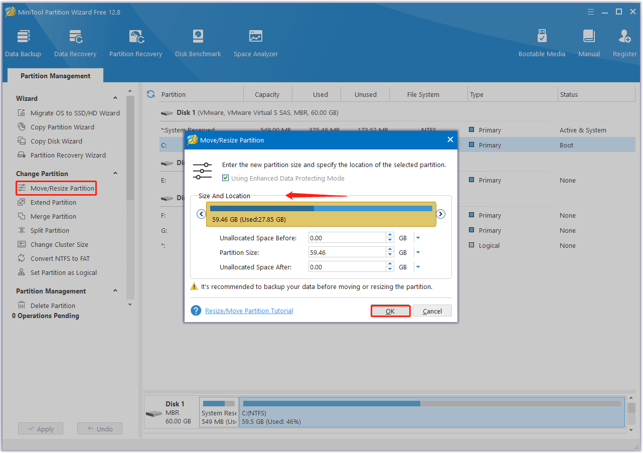 shrink the system partition