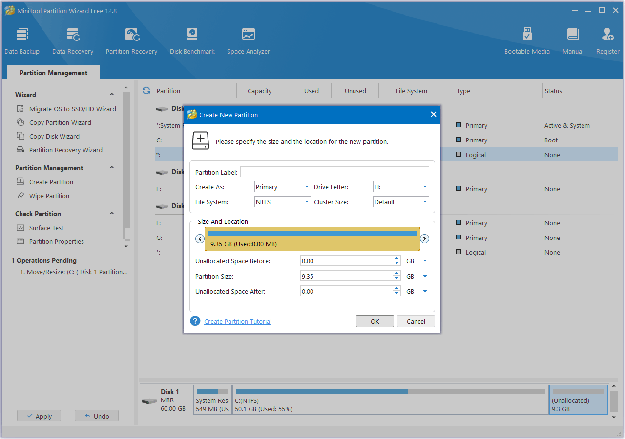 create a new partition