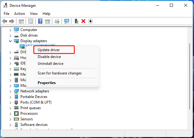 select Update driver