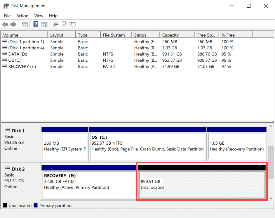 create a new partition