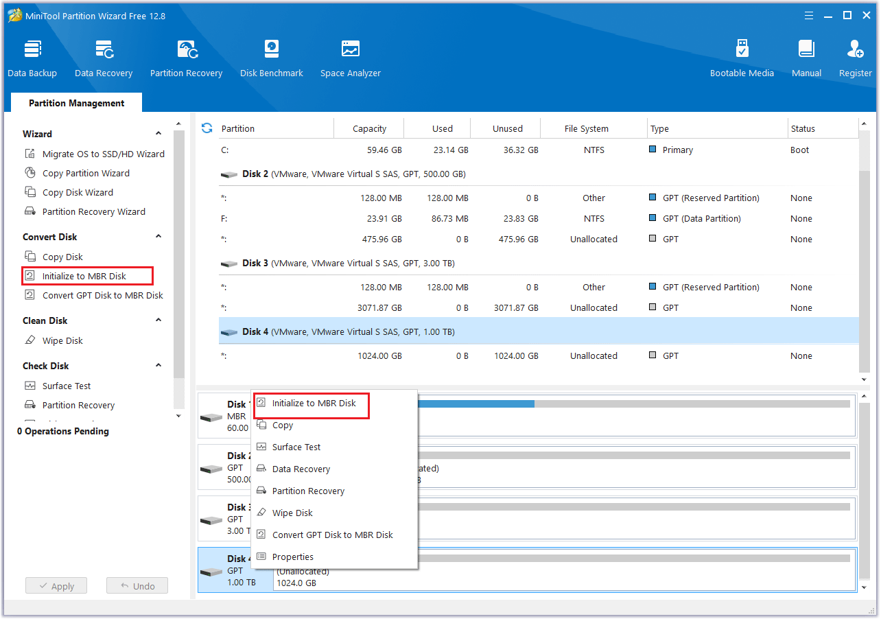 click Initialize to MBR Disk