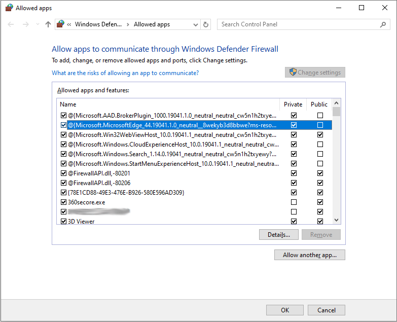 allow an app through the firewall