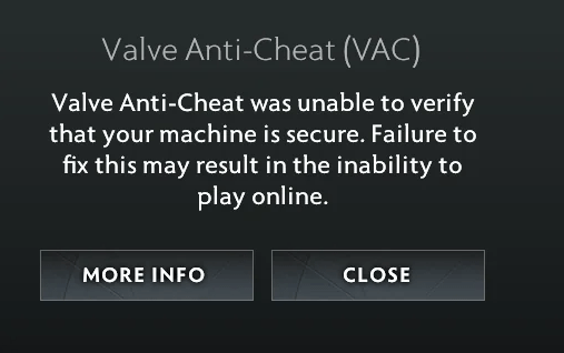 Dota 2 VAC error