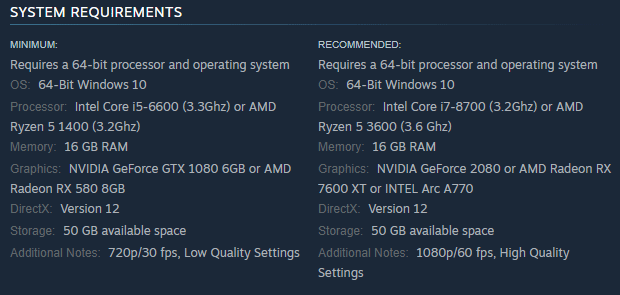 system requirements