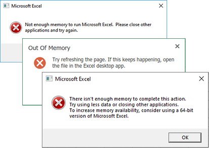 Excel not enough memory