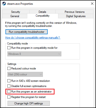 run Steam as an administrator