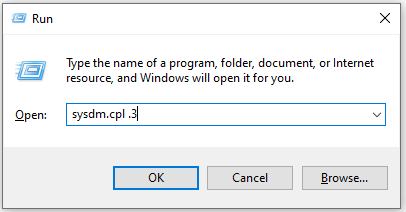 open System Properties from Run window