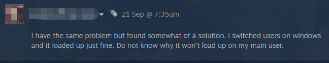 a user report from Steam