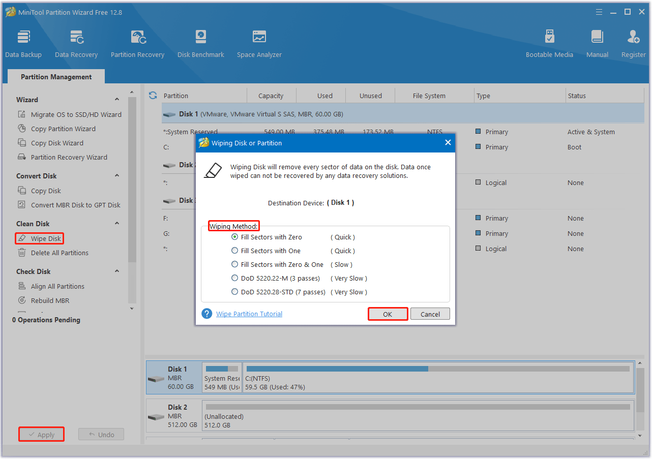 wipe the replaced hard drive