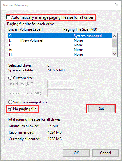 increase virtual memory