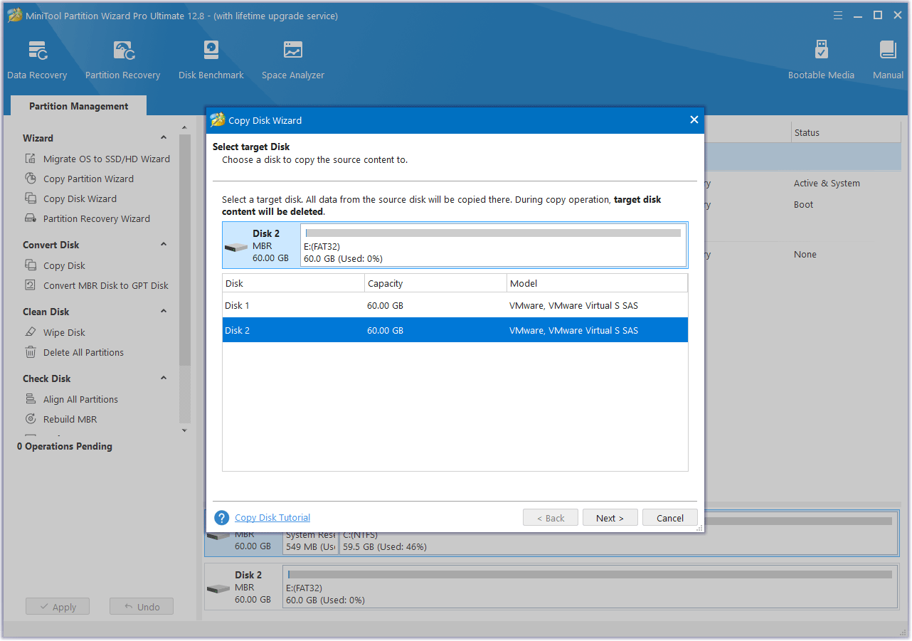 select target disk