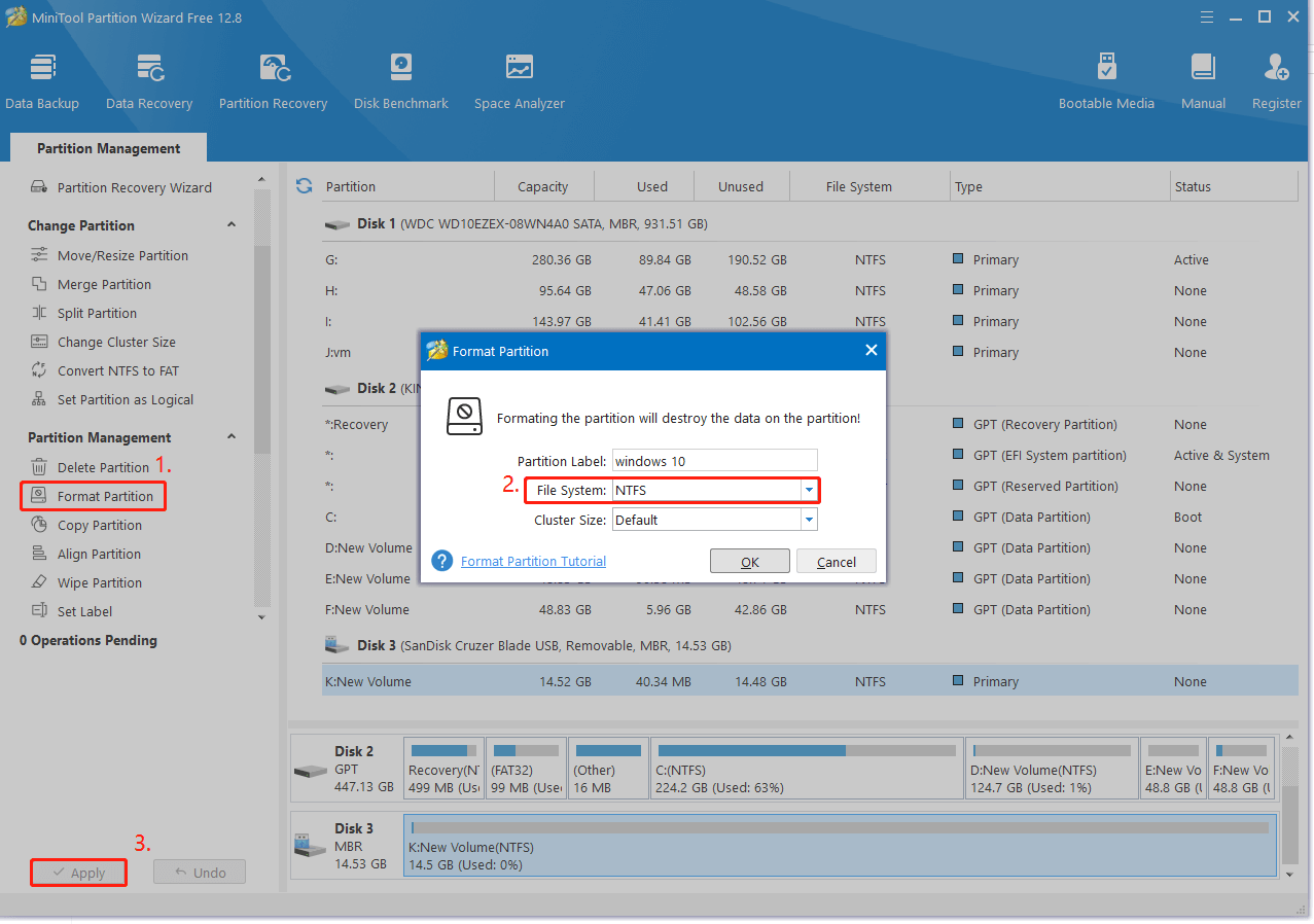 format USB to NTFS using Partition Magic thumbnail