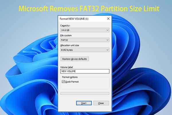 Microsoft Removes FAT32 Partition Size Limit in Windows 11