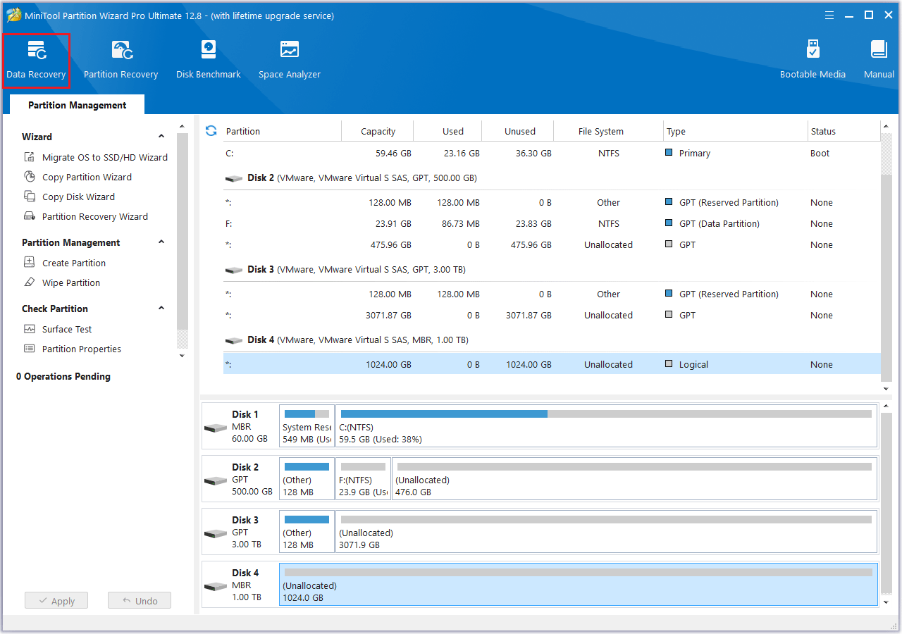 the MiniTool Partition Wizard interface