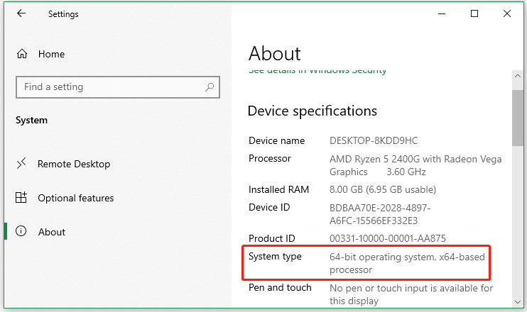 check system type