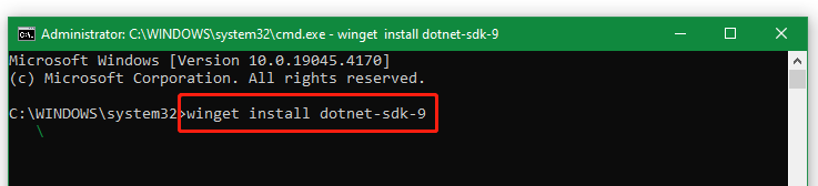 install SDK NET9 via Winget