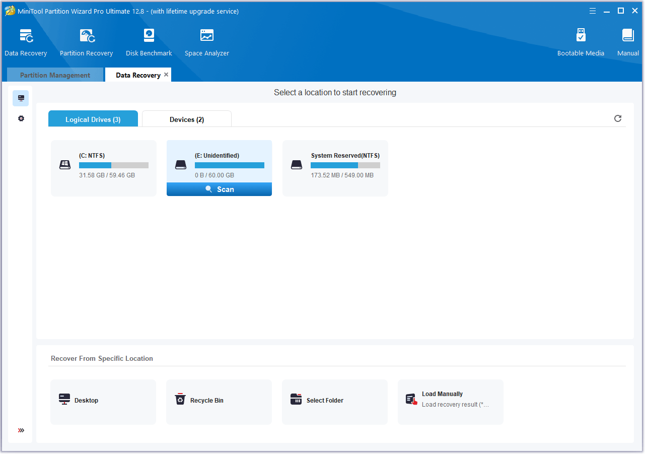 select target drive to scan