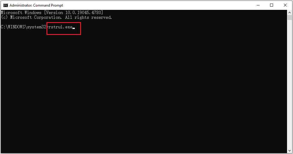 type rstrui.exe