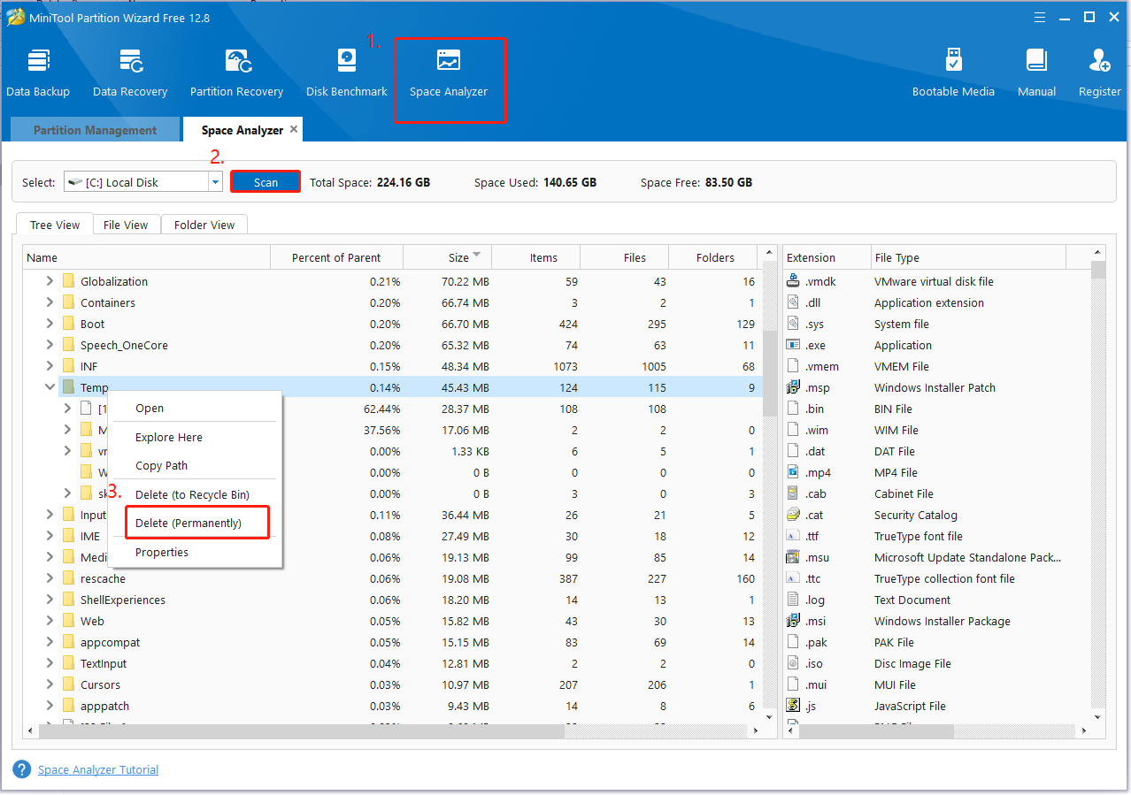 delete Temp folder using Partition Magic