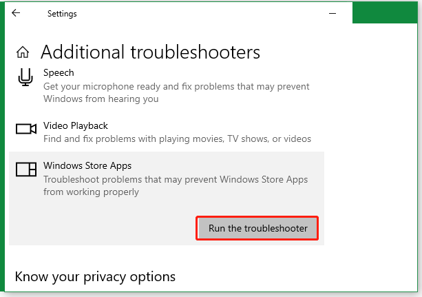 run Windows Store Apps troubleshooter