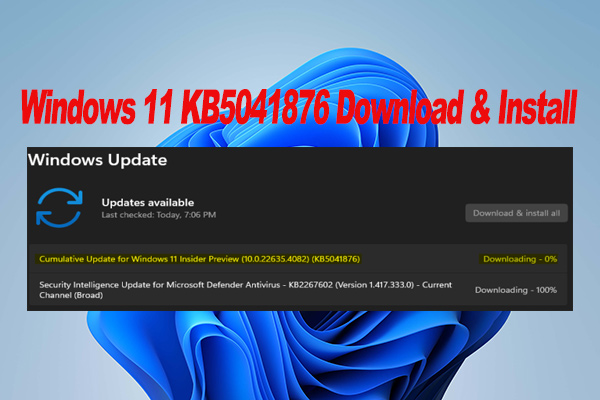 Windows 11 KB5041876 Download & Install and Fix Its Issues