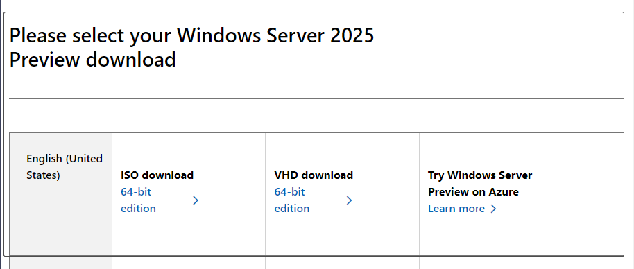 download Server 2025 Preview ISO