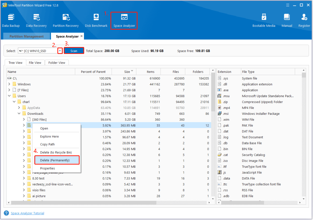 use the Space Analyzer feature of MiniTool Partition Wizard