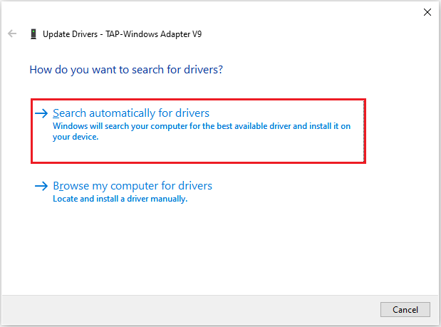 click Search automatically for drivers