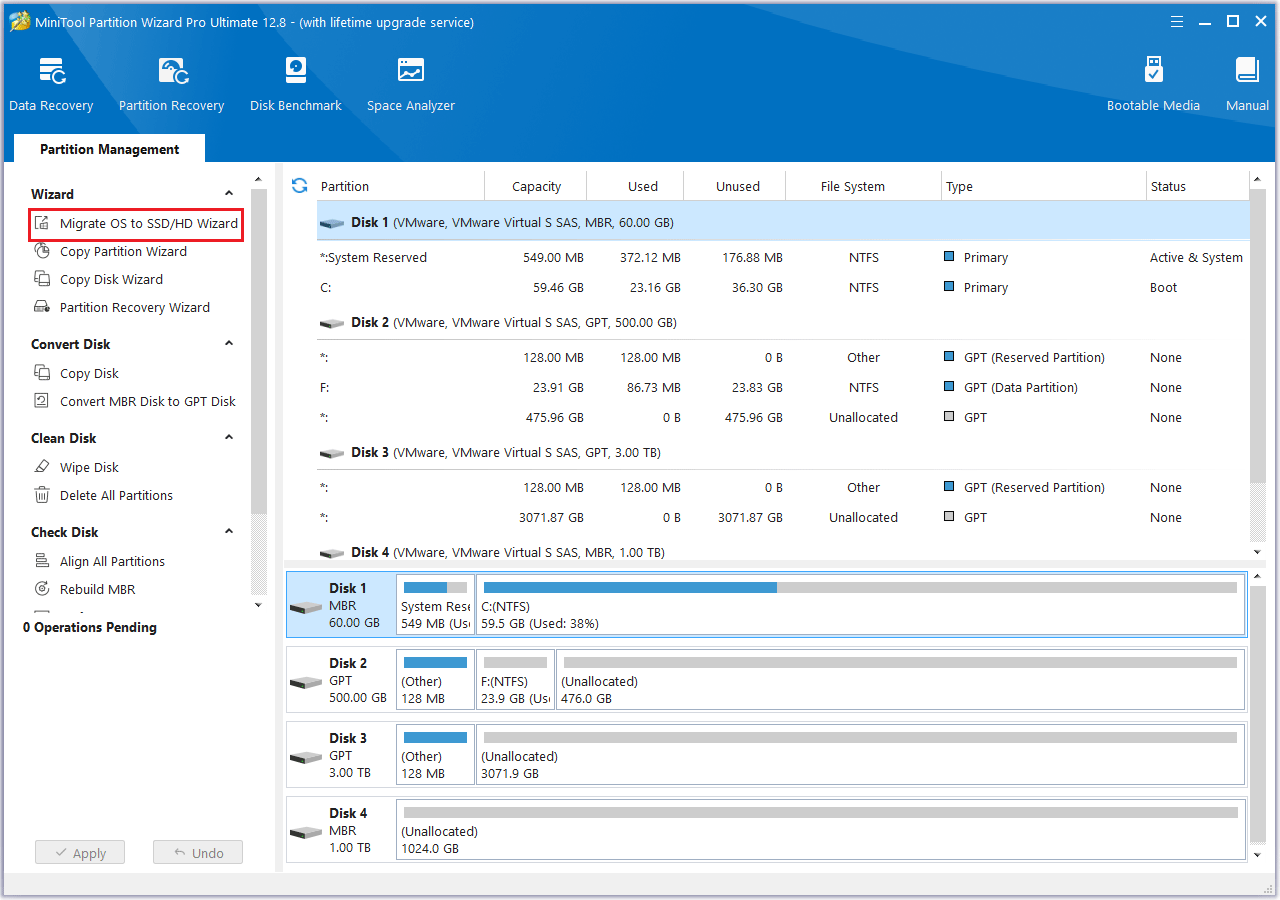 MiniTool Partition Wizard migrate OS