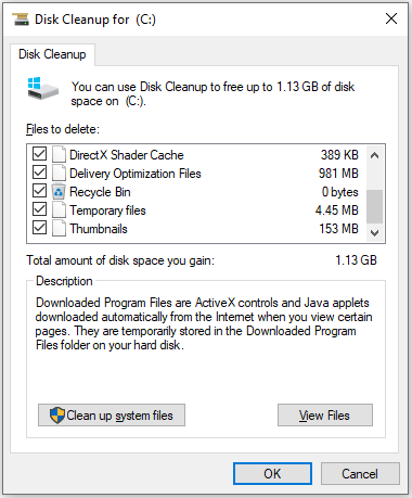 run Disk Cleanup