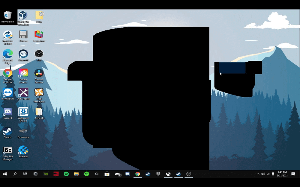 desktop background turns black when highlighting