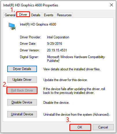 roll back graphics card driver