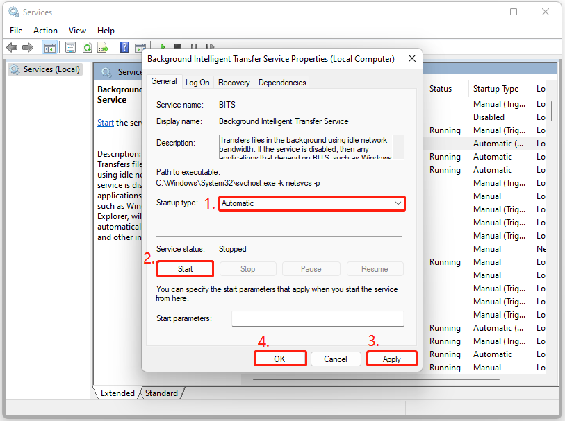 restart Background Intelligent Transfer service