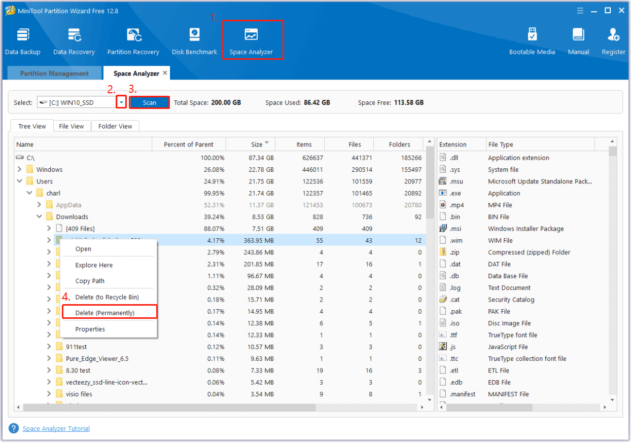 use MiniTool Partition Wizard's Space Analyzer feature