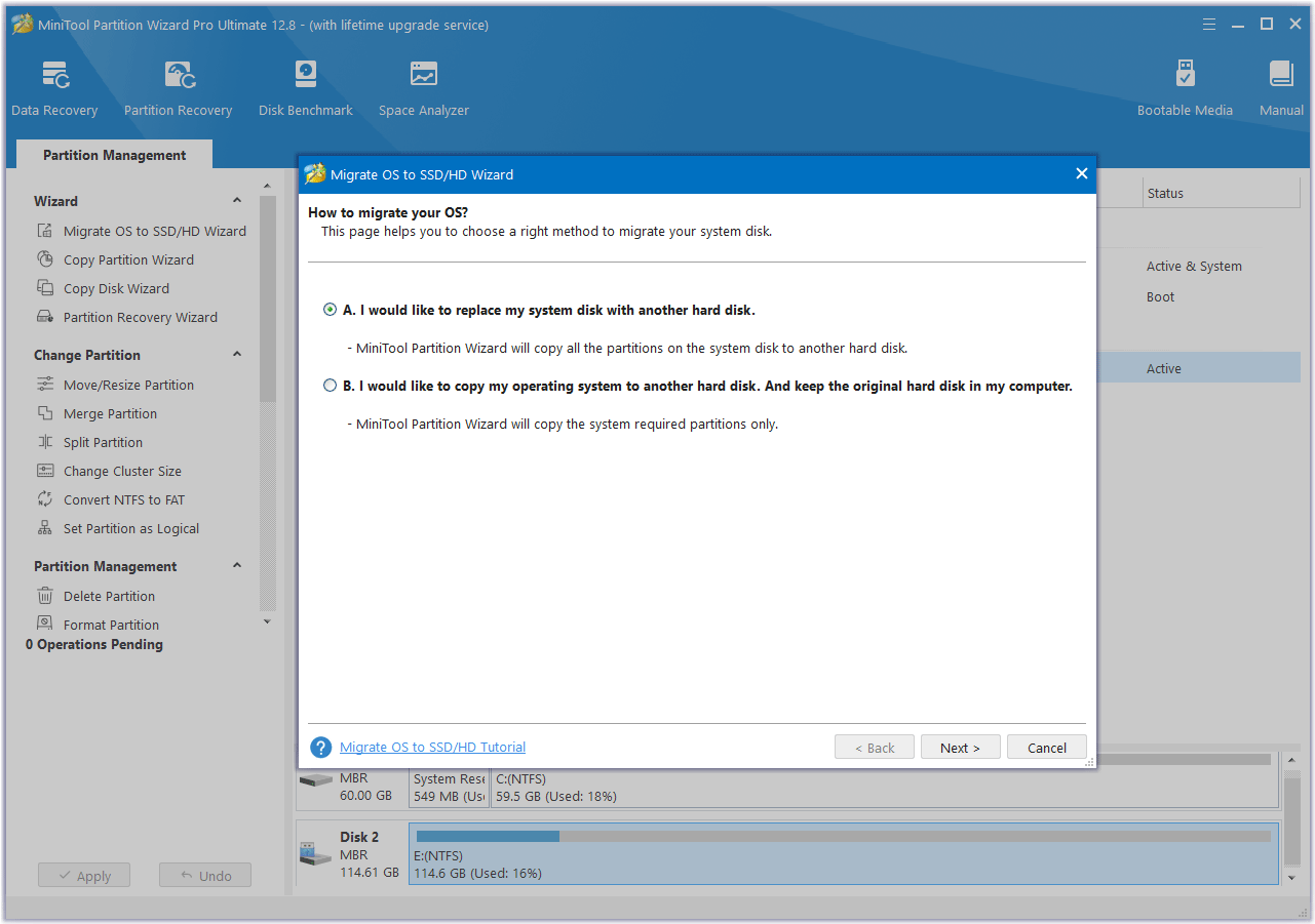 MiniTool Partition Wizard OS migration method
