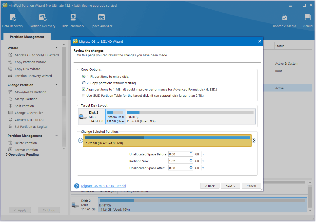 MiniTool Partition Wizard review changes