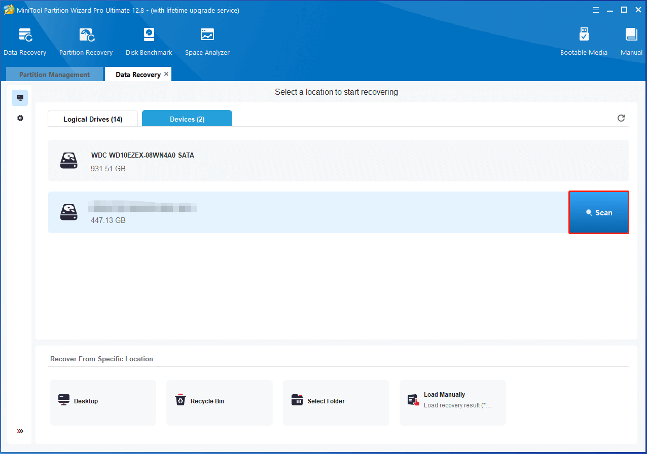 Partition Magic scans the Fujitsu hard drive