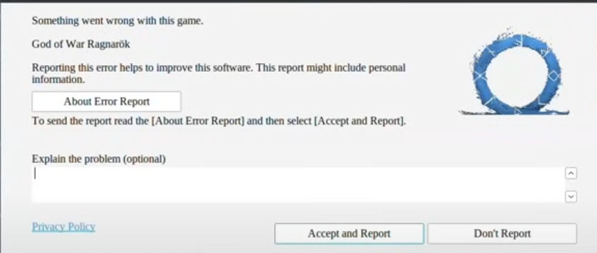 God of War Ragnarok something went wrong error
