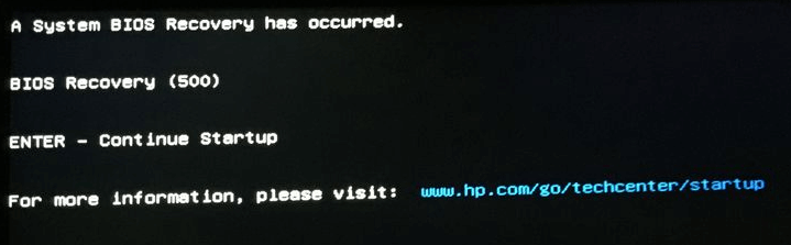 HP BIOS recovery error 500