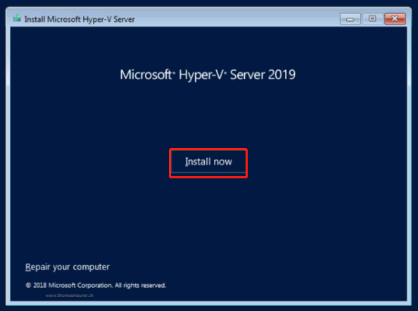 install Hyper-V Server 2019