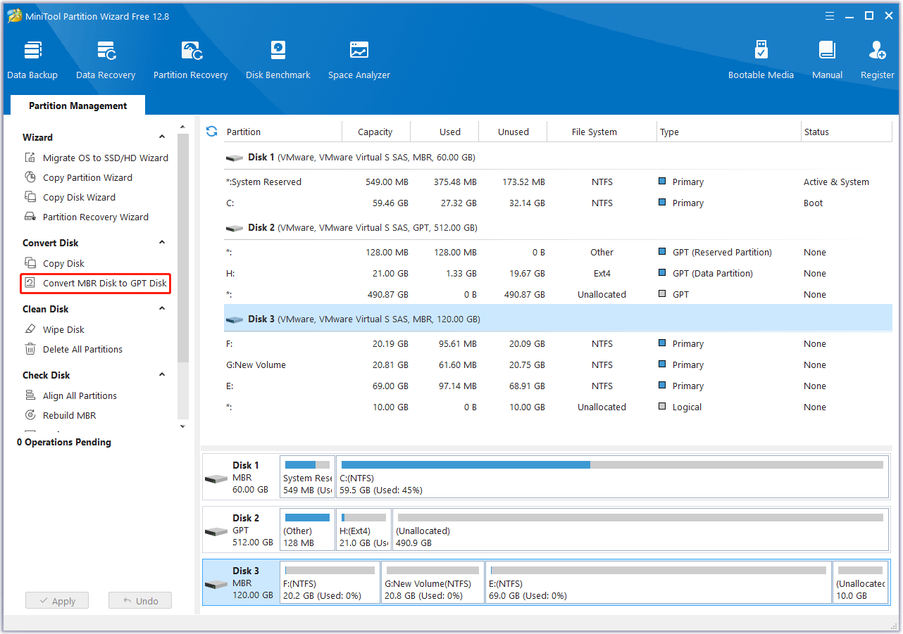 convert MBR to GPT without data loss