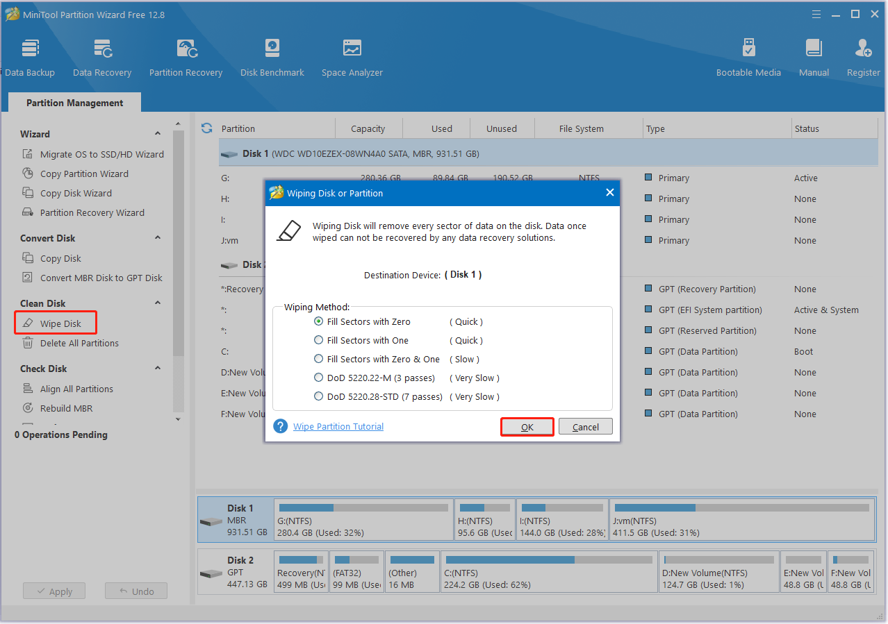 wipe disk using Partition Magic