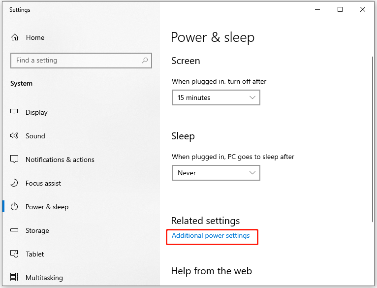 click Additional power settings