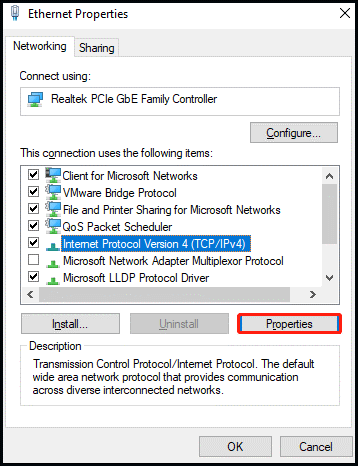 click Internet Protocol Version (TCP/IPv4)